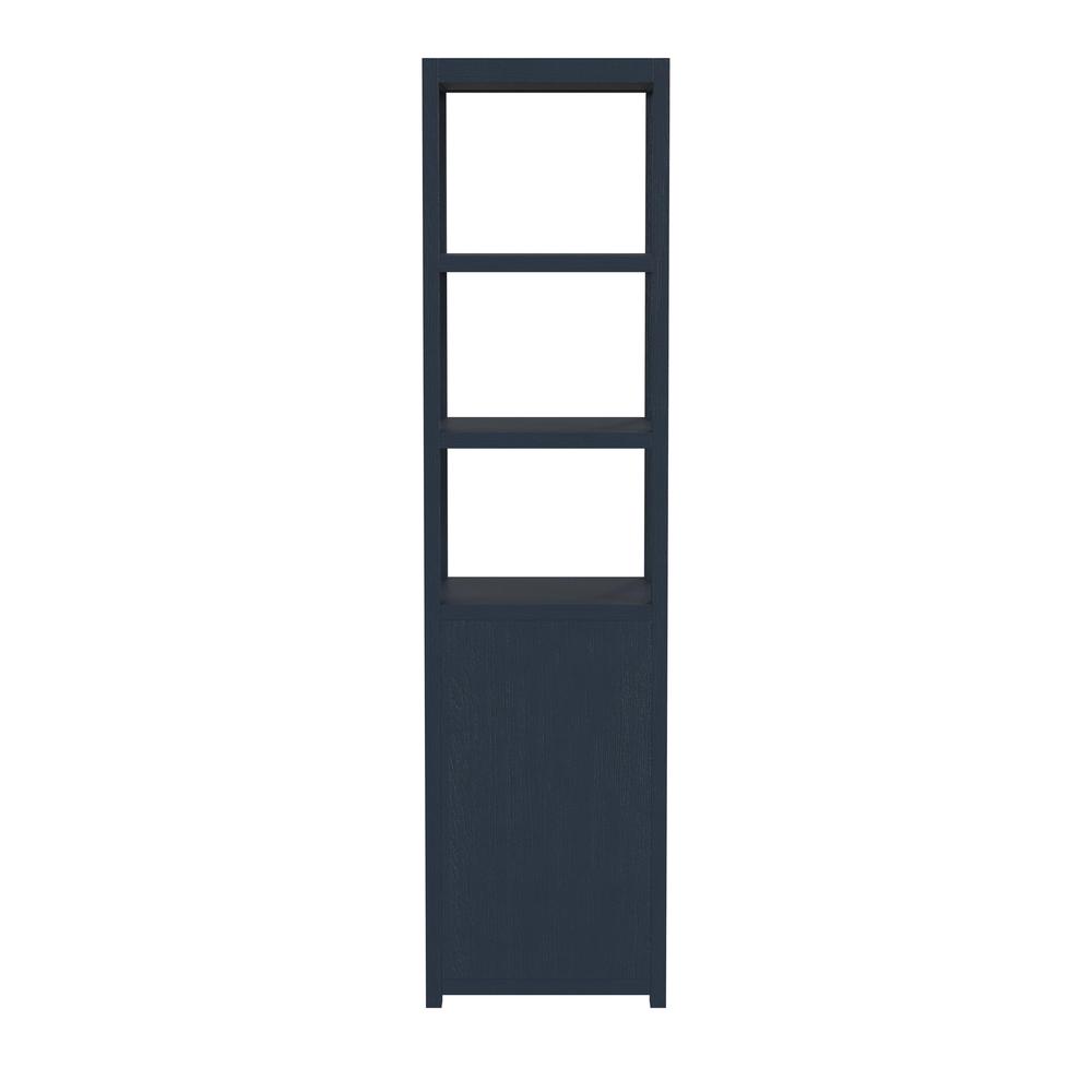 Lark 3- Tier 1 Door Narrow  Etagere Bookcase, Navy Blue