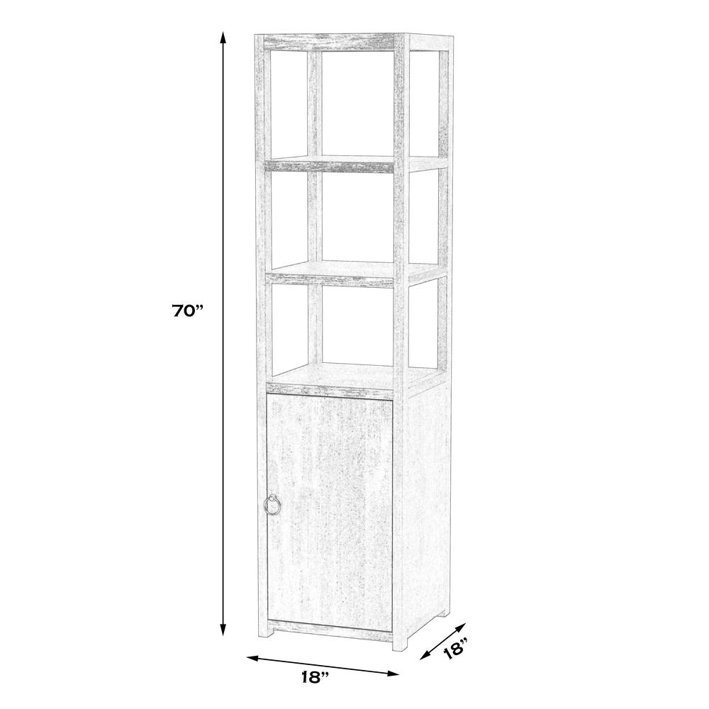Lark 3- Tier 1 Door Narrow  Etagere Bookcase, Navy Blue