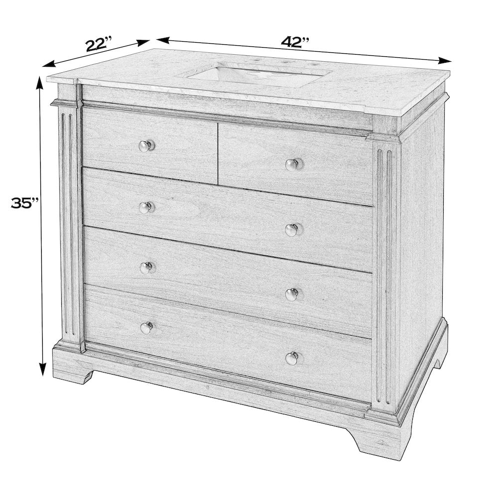 Rachelle 42 in. W Single Sink Bathroom Vanity Set, Light Brown