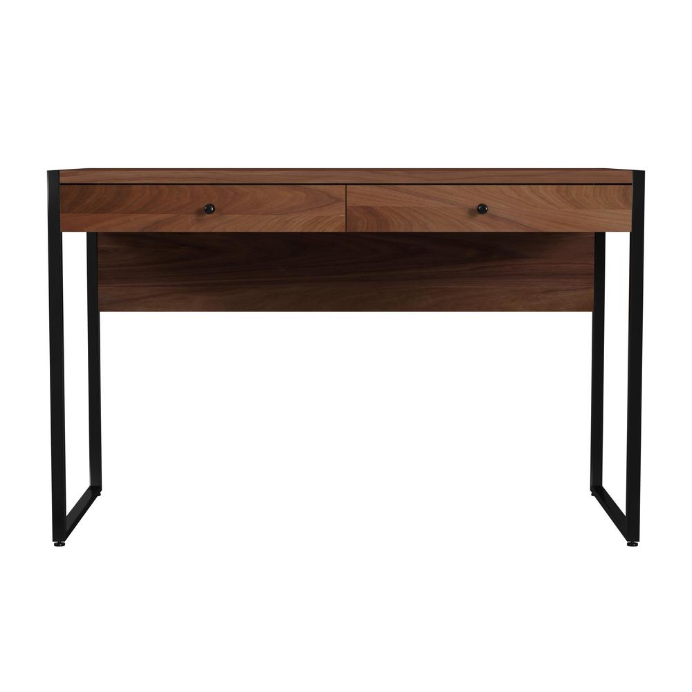 Drake 2-Drawer Walnut Writing Desk, Medium Brown