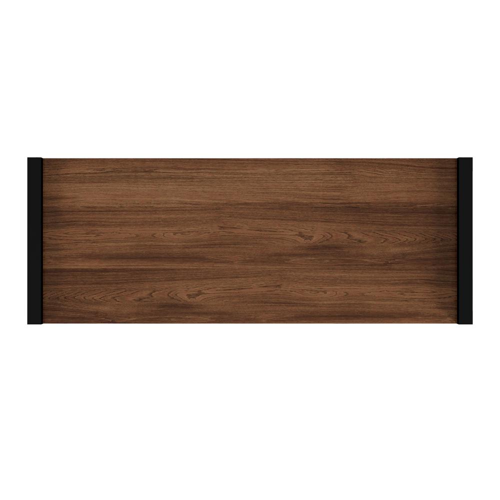 Drake 73" Two Door Walnut Bookcase Etagere, Medium Brown