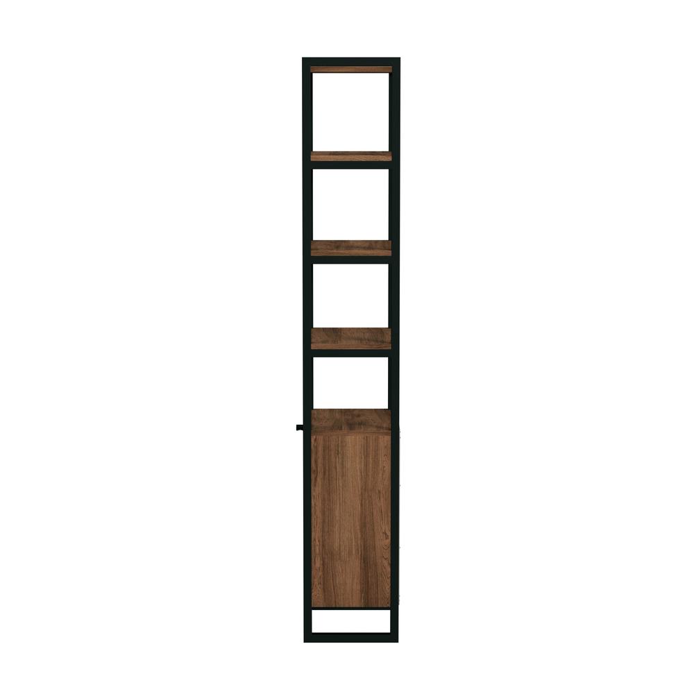 Drake 73" Narrow Walnut Bookcase with Storage, Medium Brown
