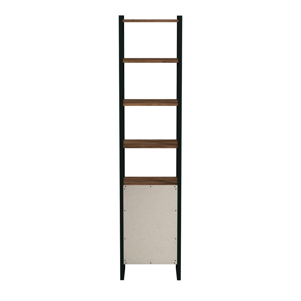 Drake 73" Narrow Walnut Bookcase with Storage, Medium Brown