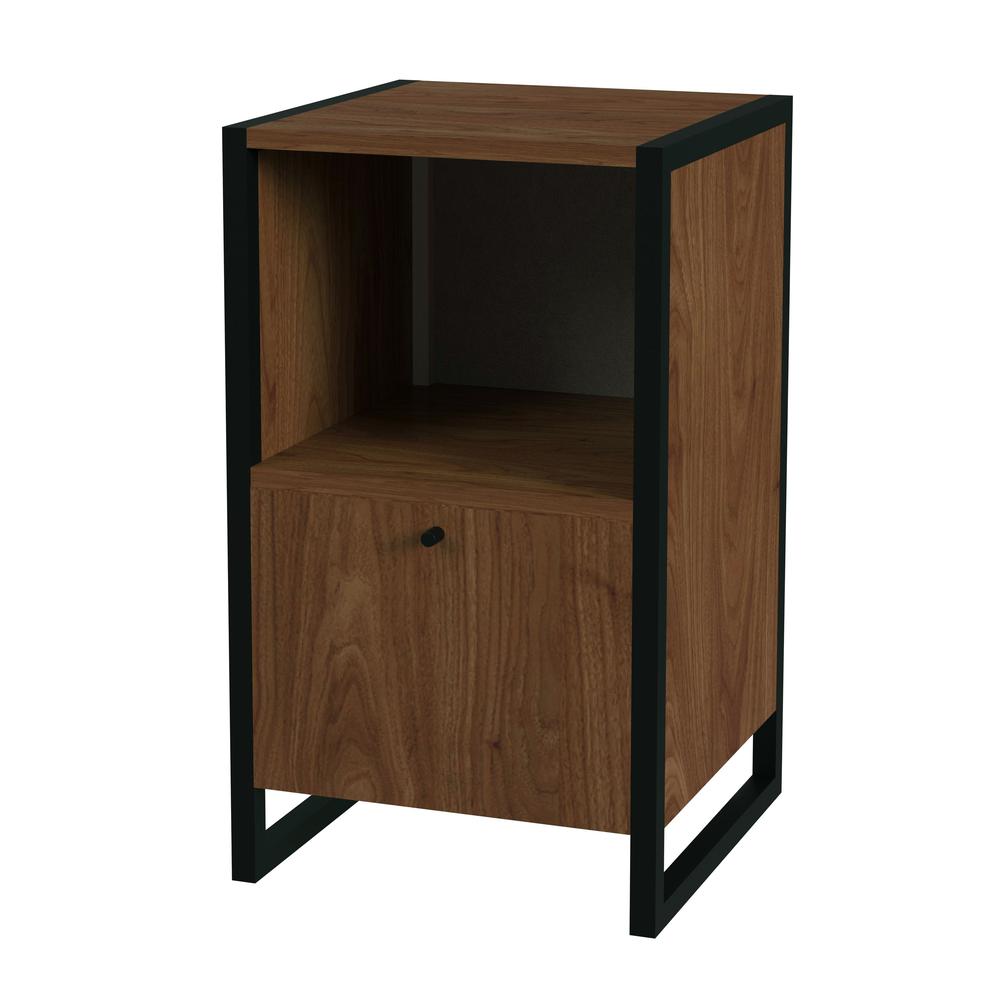 Drake One Drawer File Cabinet with Storage, Medium Brown