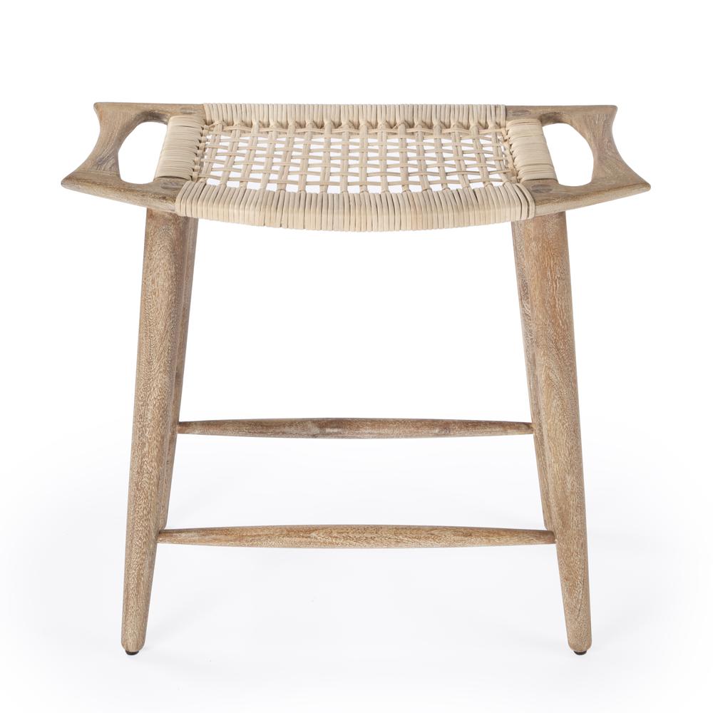 Tristan Natural Wood & Rattan 24.75" Counter Stool, Light Brown