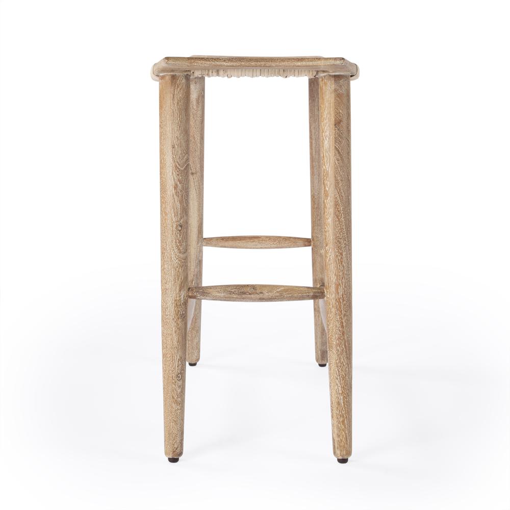 Tristan Natural Wood & Rattan 24.75" Counter Stool, Light Brown