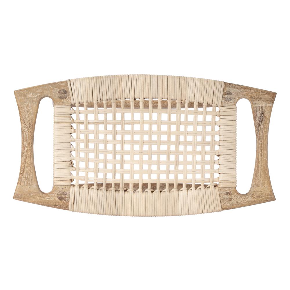 Tristan Natural Wood & Rattan 24.75" Counter Stool, Light Brown