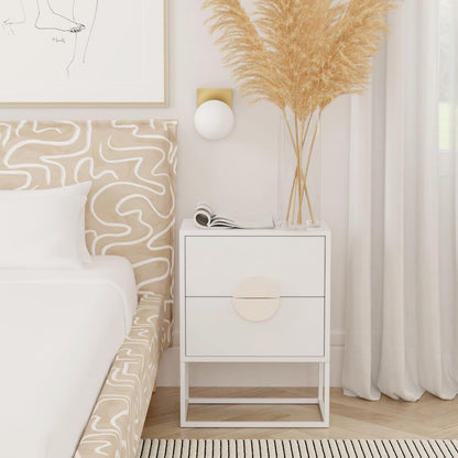Lennasa 2 drawers Nightstand, White