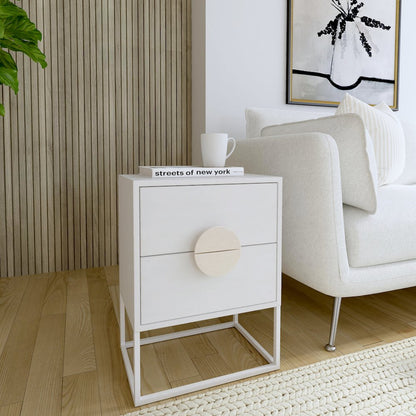 Lennasa 2 drawers Nightstand, White