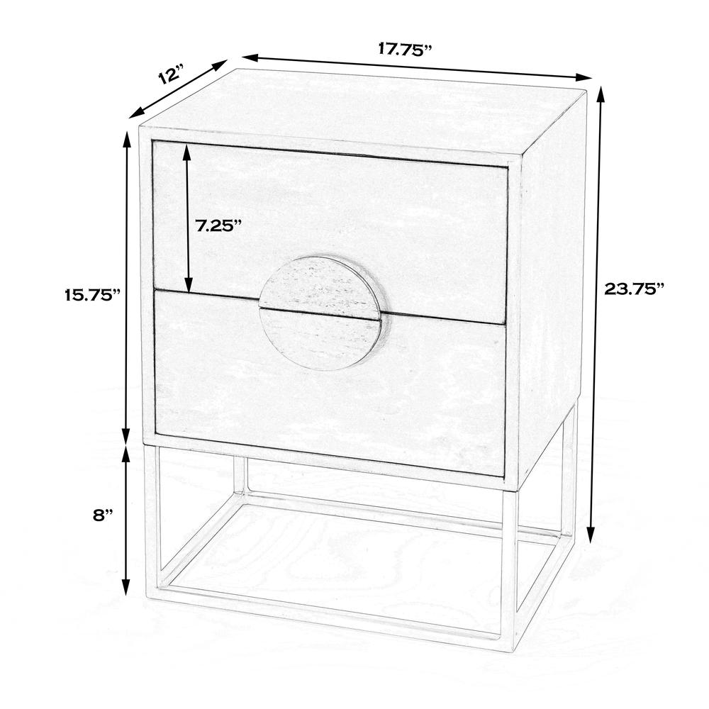 Lennasa 2 drawers Nightstand, White