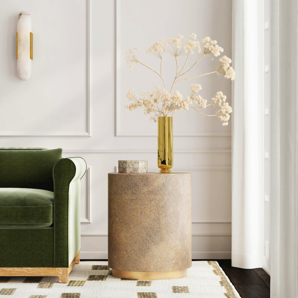 Olenka Round 20"W Side Table, Gold