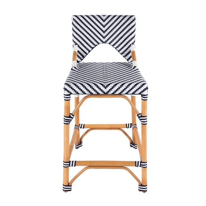 Creanly 25.25 in. Seat Height Rattan Counter Stool with Back and Footrest