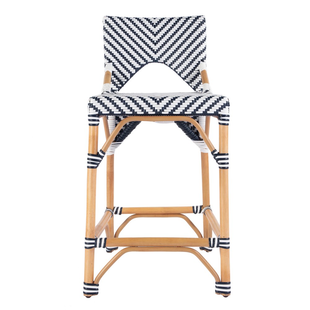 Creanly 25.25 in. Seat Height Rattan Counter Stool with Back and Footrest