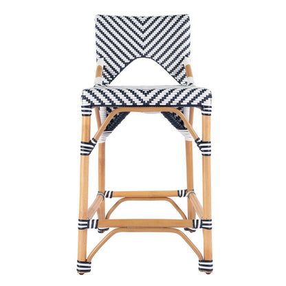 Creanly 25.25 in. Seat Height Rattan Counter Stool with Back and Footrest