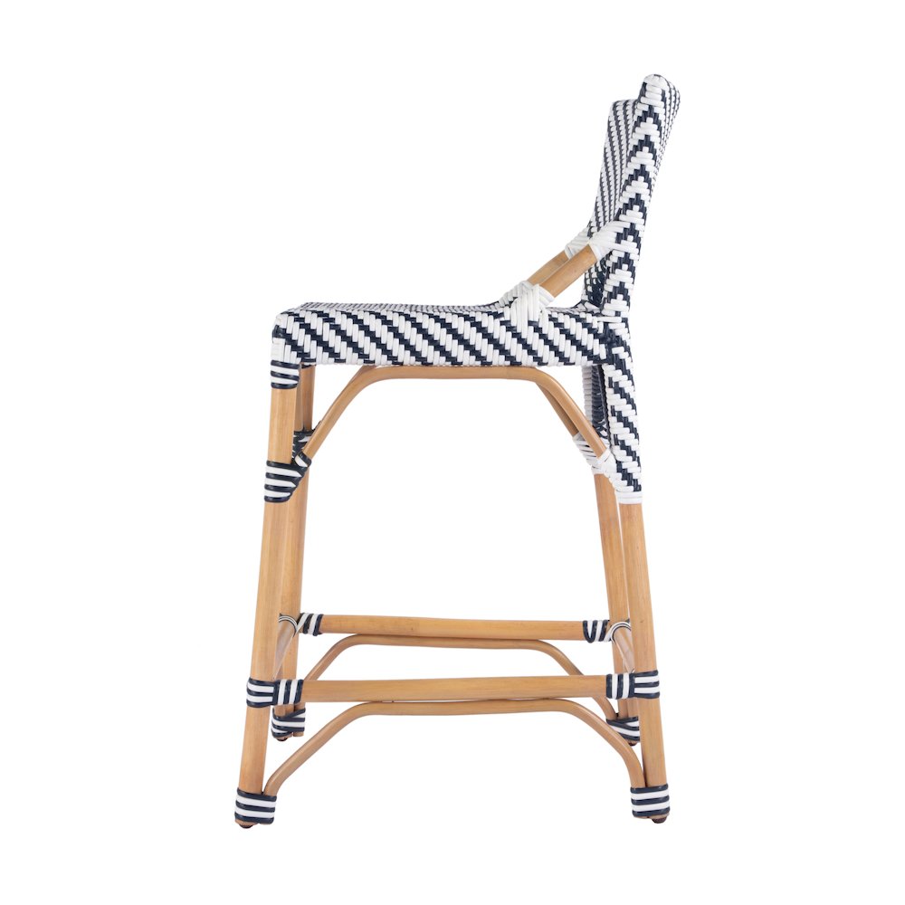 Creanly 25.25 in. Seat Height Rattan Counter Stool with Back and Footrest