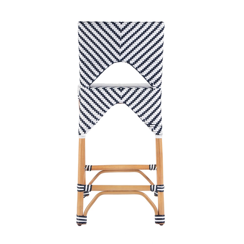 Creanly 25.25 in. Seat Height Rattan Counter Stool with Back and Footrest