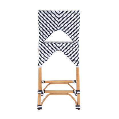 Creanly 25.25 in. Seat Height Rattan Counter Stool with Back and Footrest