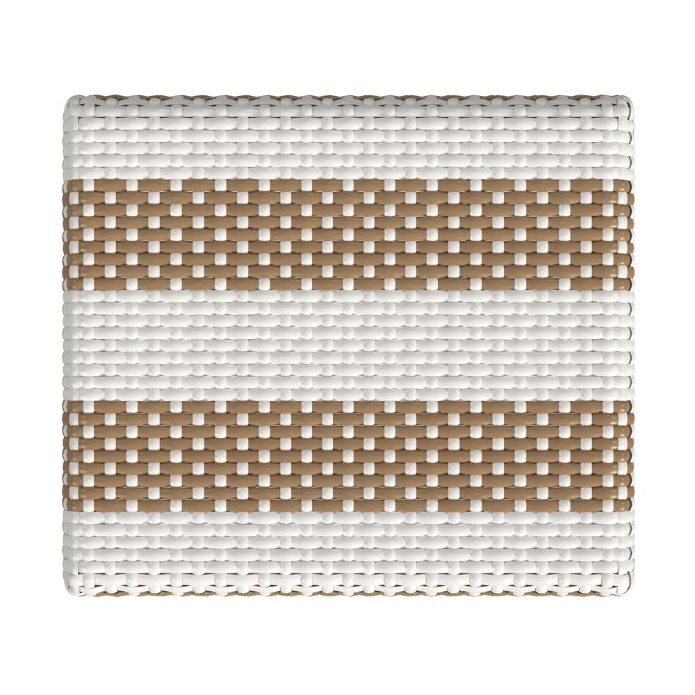 Robias Rectangular Rattan 30" Bar Stool, Tan and White Stripe