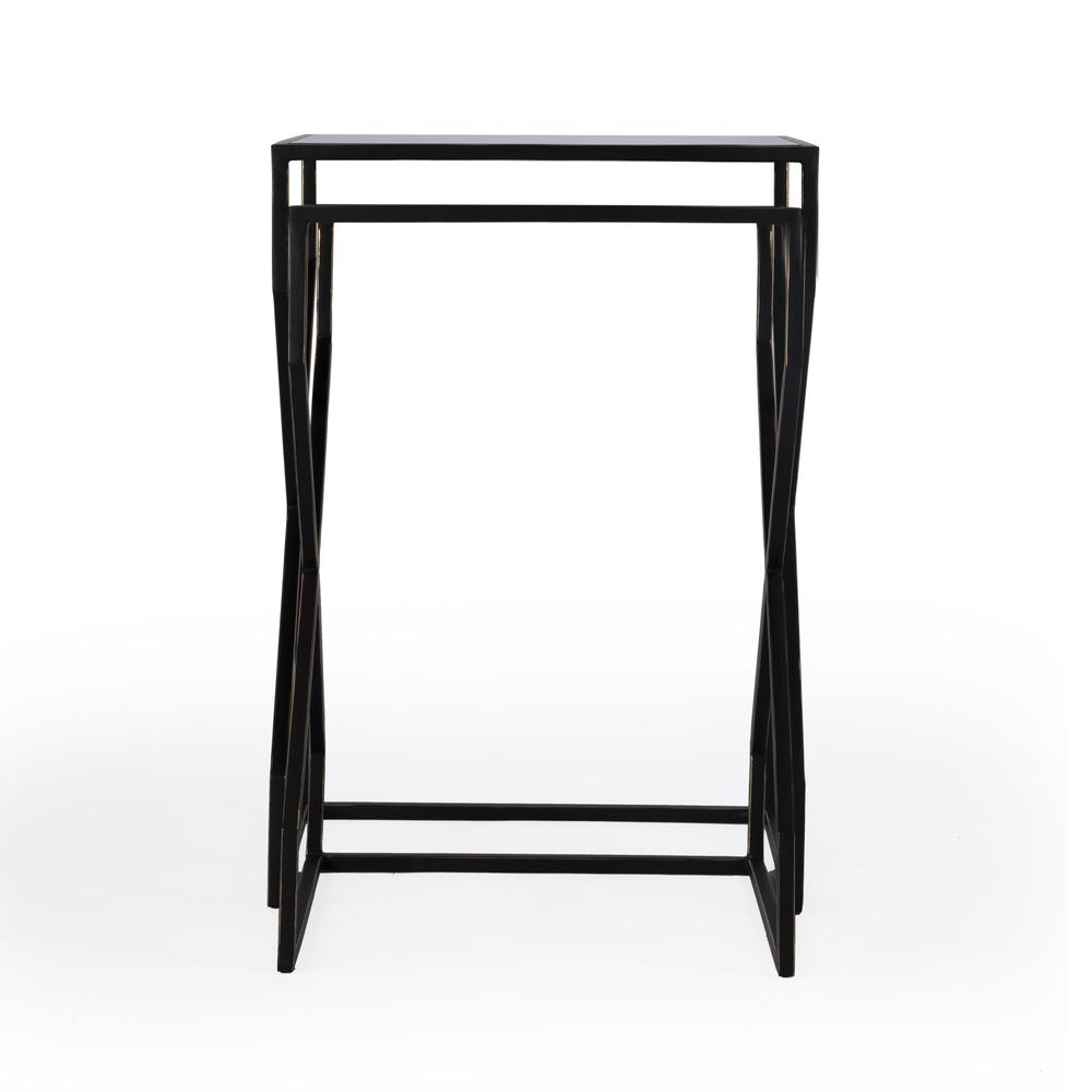 Demi Modern Mirrored Nesting Tables, Black