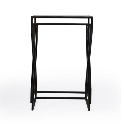 Demi Modern Mirrored Nesting Tables, Black