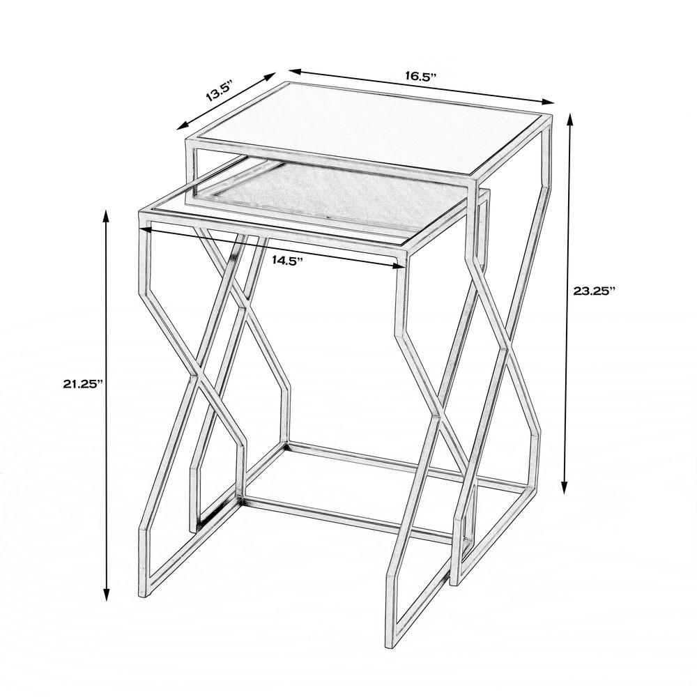 Demi Modern Mirrored Nesting Tables, Black
