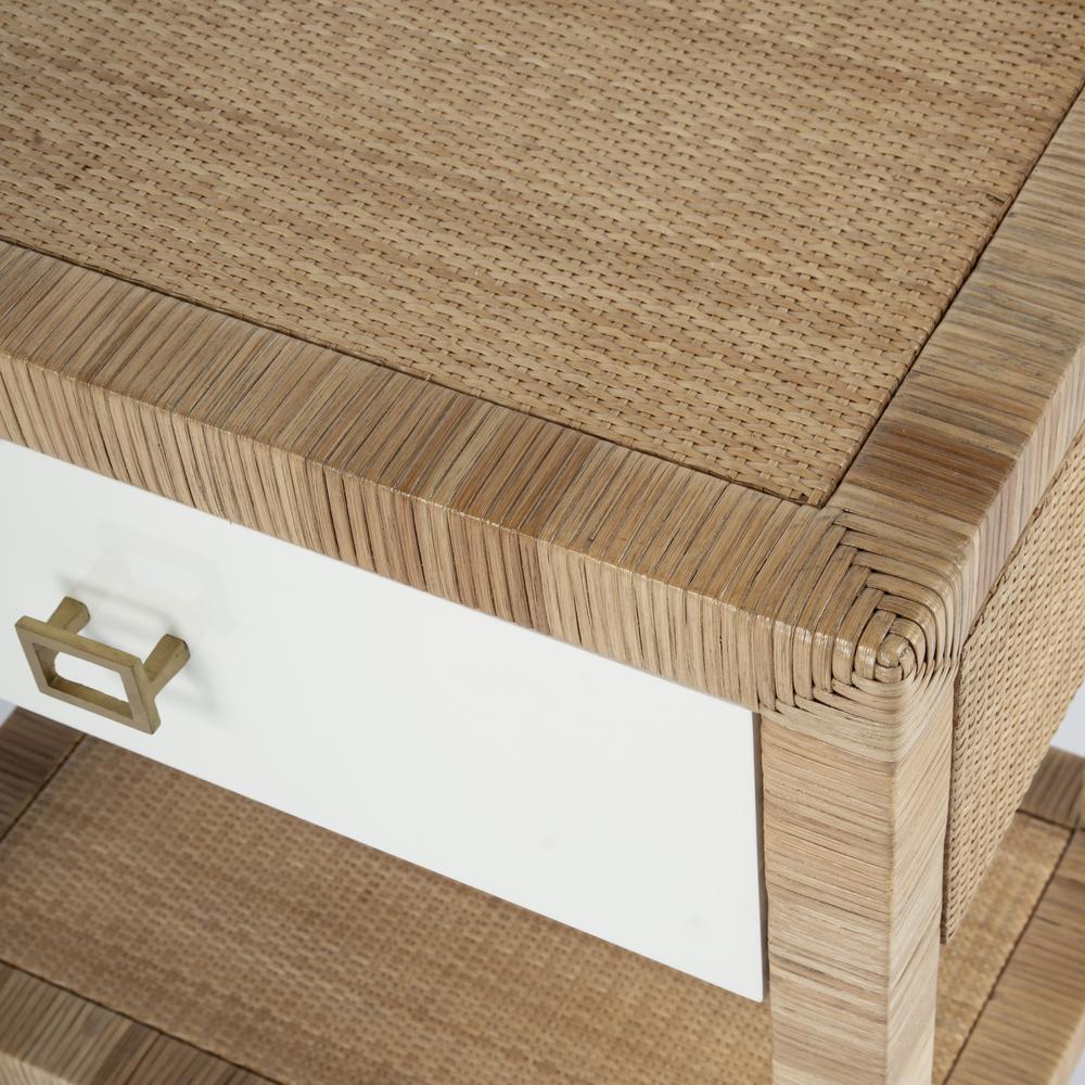 Corfu 1 Drawer Natural Rattan Nightstand, Natural and White