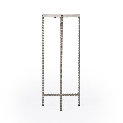 Nigella Marble and Silver Cross Legs Side Table, Multi-Color