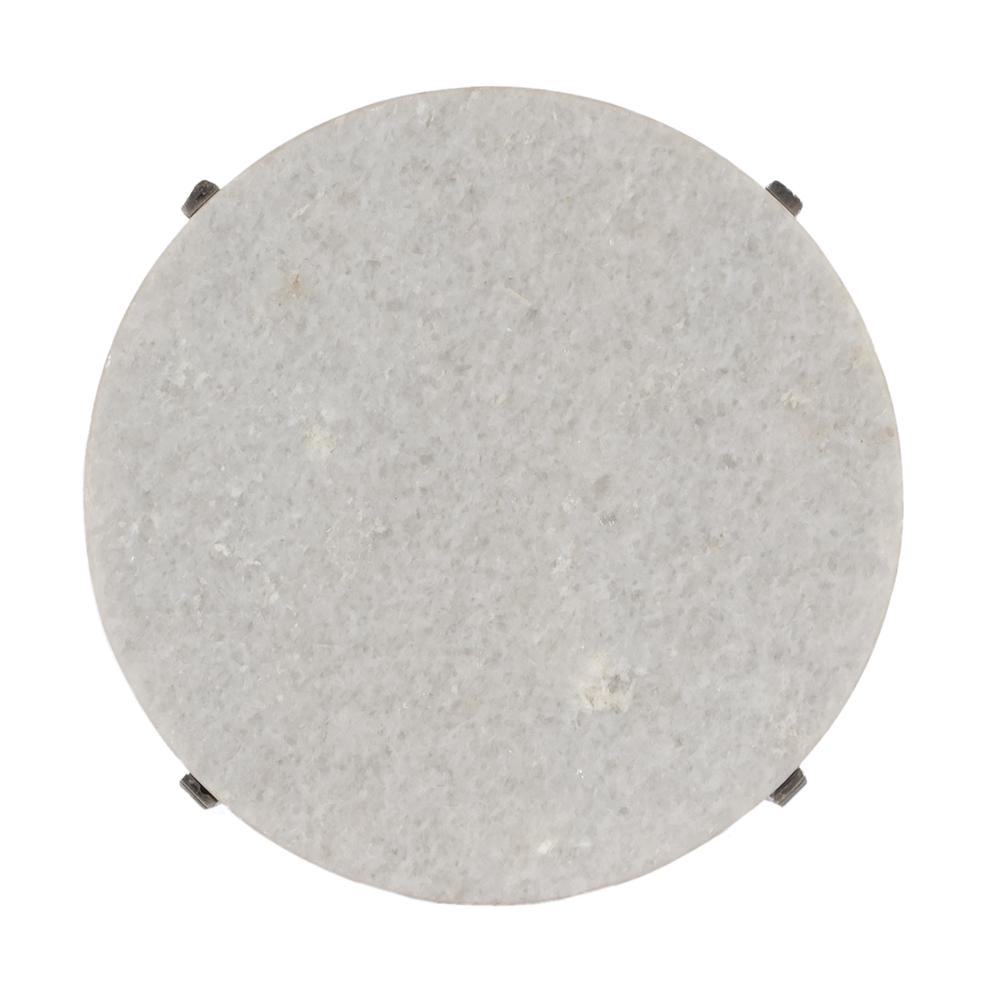 Nigella Marble and Silver Cross Legs Side Table, Multi-Color