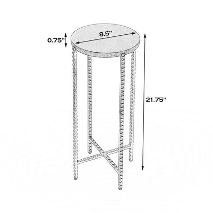 Nigella Marble and Silver Cross Legs Side Table, Multi-Color