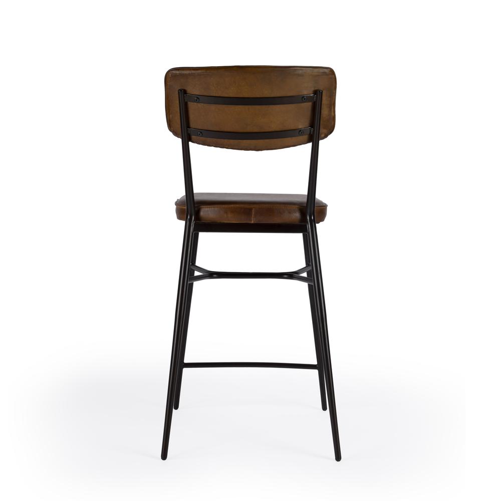 Odessa Square Leather 26.5" Counter Stool, Medium Brown