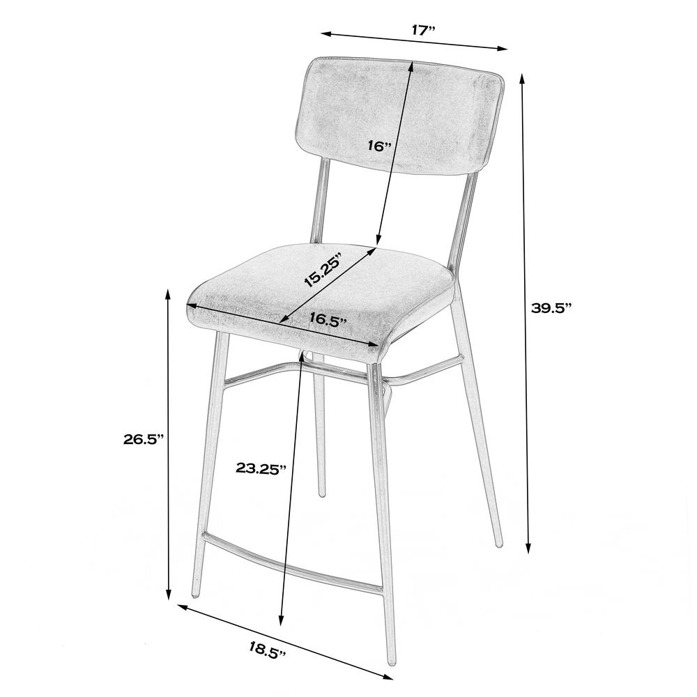 Odessa Square Leather 26.5" Counter Stool, Medium Brown
