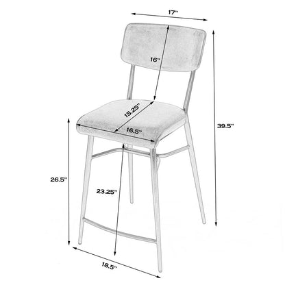 Odessa Square Leather 26.5" Counter Stool, Medium Brown