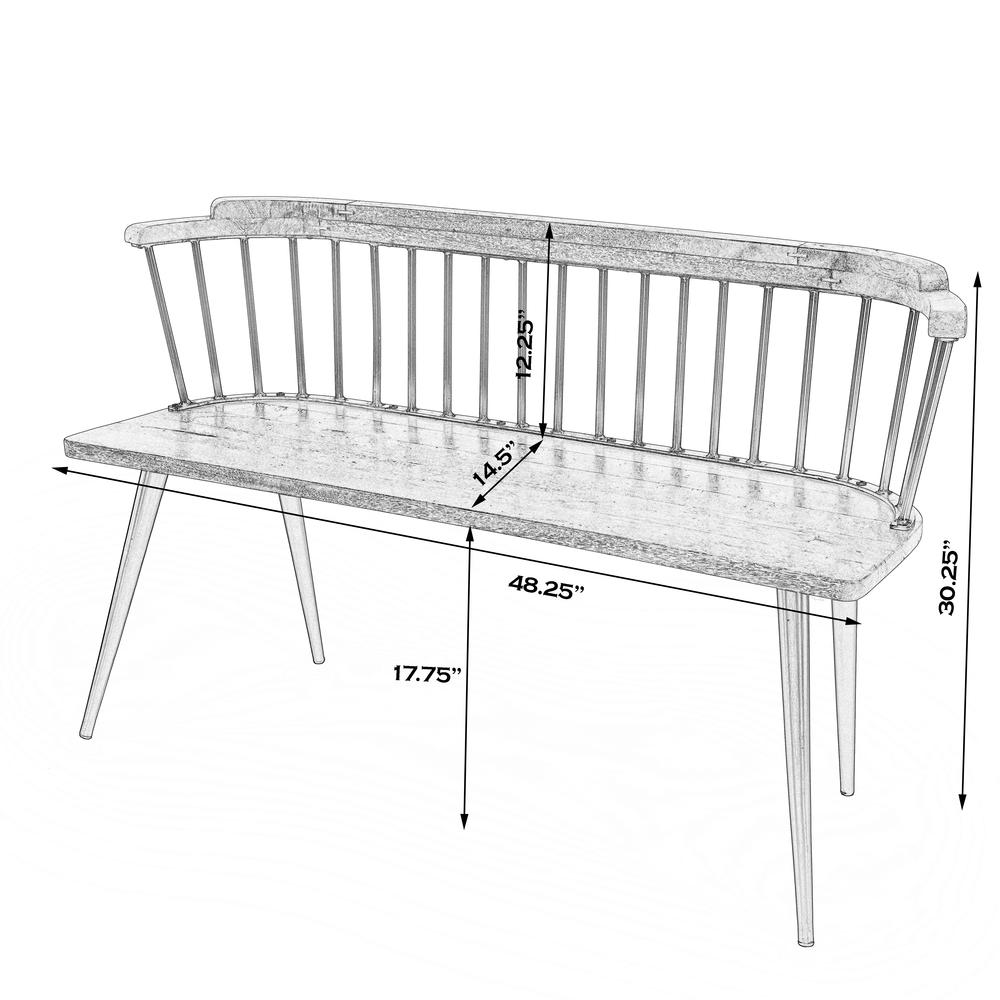 Tempe Mango Wood Spindle Back  51.25"W Bench, Black