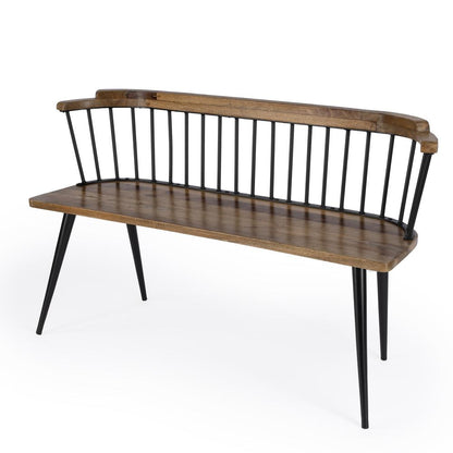 Tempe Mango Wood Spindle Back  51.25"W Bench, Medium Brown