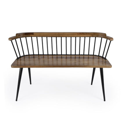 Tempe Mango Wood Spindle Back  51.25"W Bench, Medium Brown