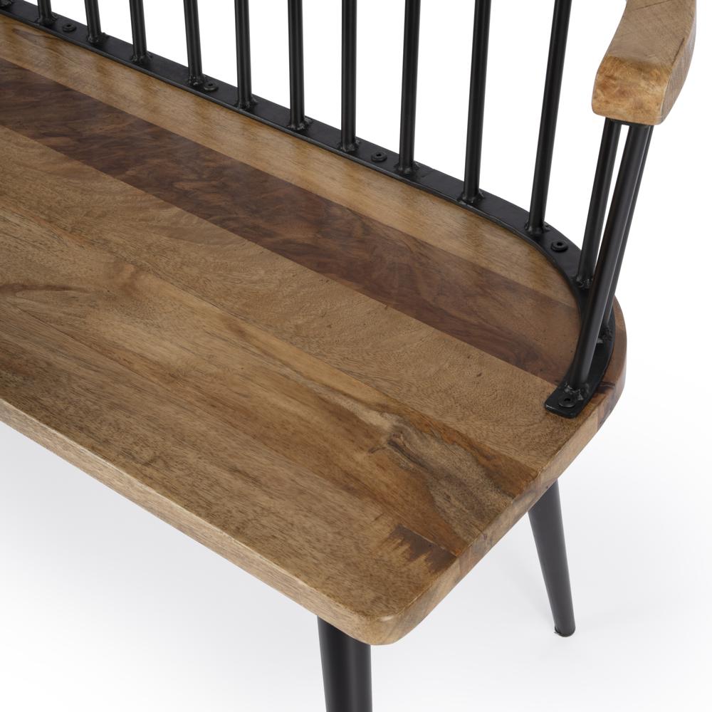 Tempe Mango Wood Spindle Back  51.25"W Bench, Medium Brown