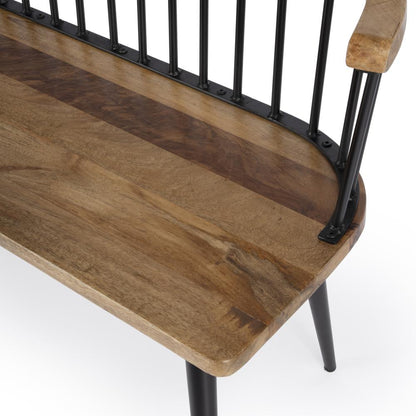 Tempe Mango Wood Spindle Back  51.25"W Bench, Medium Brown