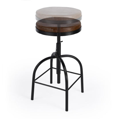 Clyde Leather 25" Adjustable Bar Stool, Medium Brown