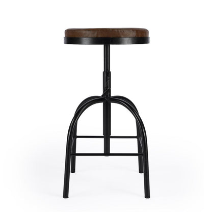 Clyde Leather 25" Adjustable Bar Stool, Medium Brown