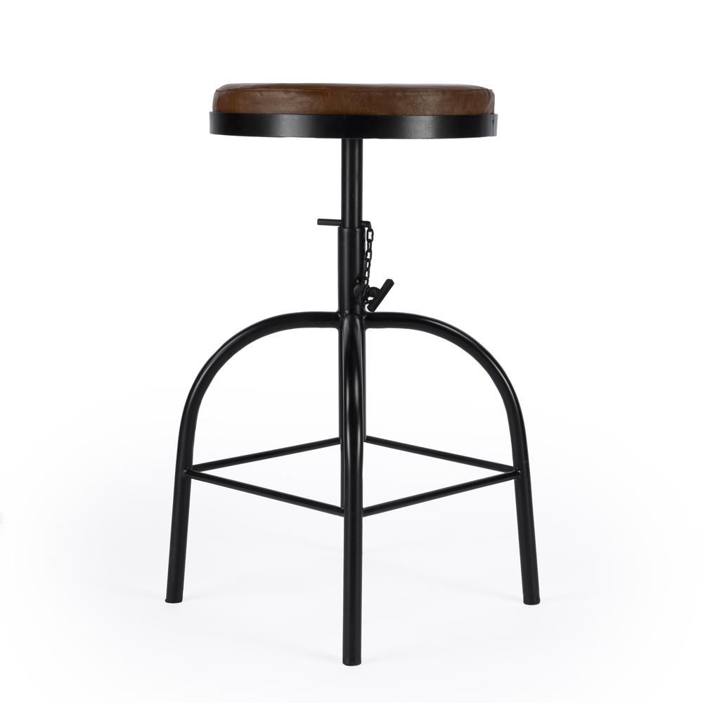 Clyde Leather 25" Adjustable Bar Stool, Medium Brown