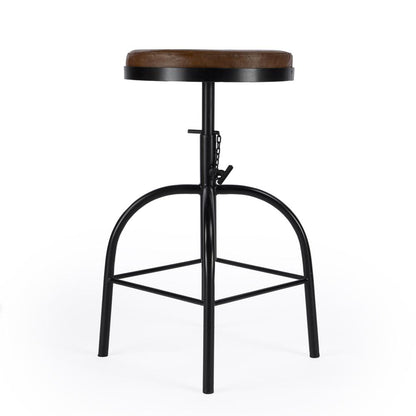 Clyde Leather 25" Adjustable Bar Stool, Medium Brown