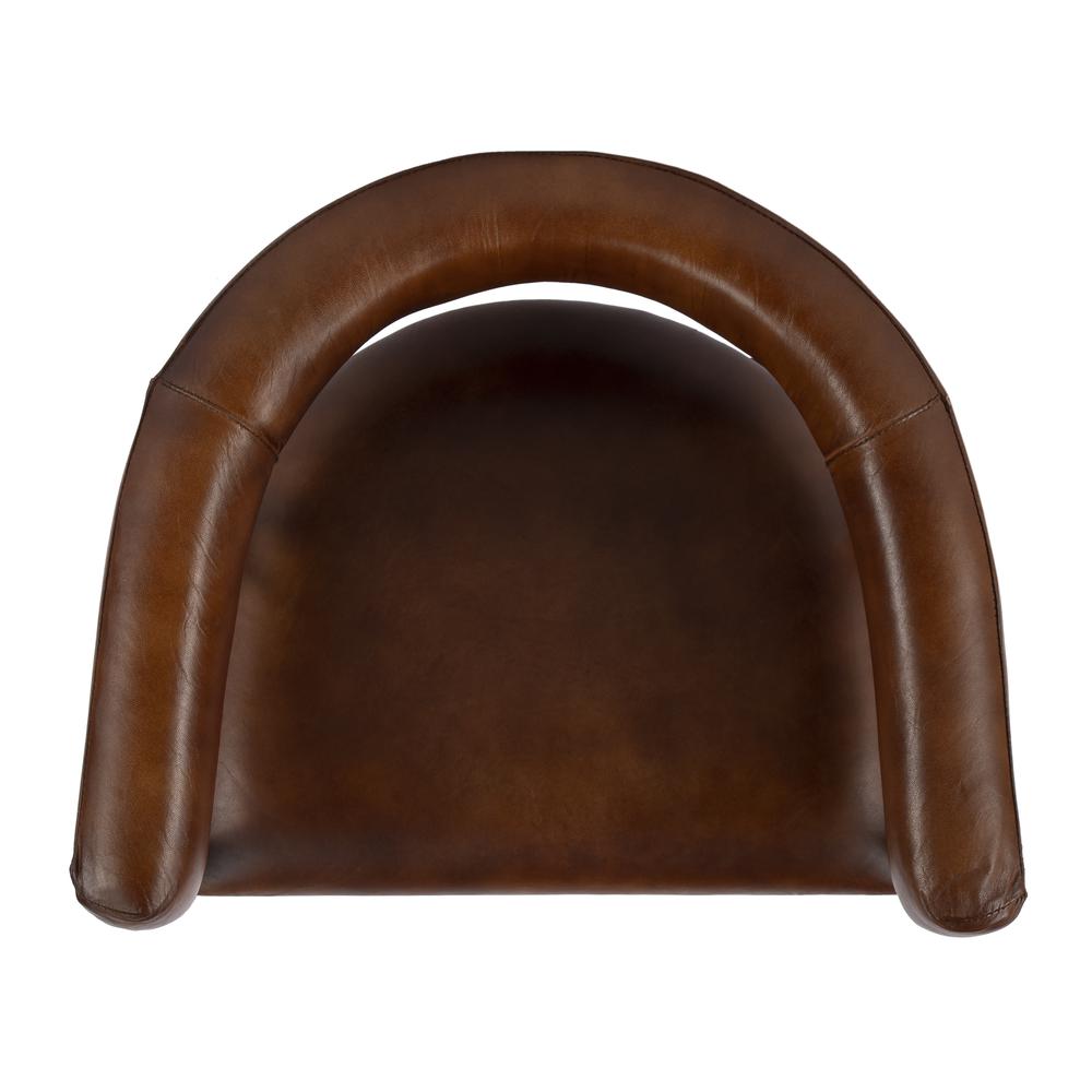 Dallas Leather and Iron cushioned 28.5" Bar Stool, Medium Brown