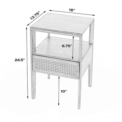 Vardo 1 Drawer Cane Nightstand, Multi
