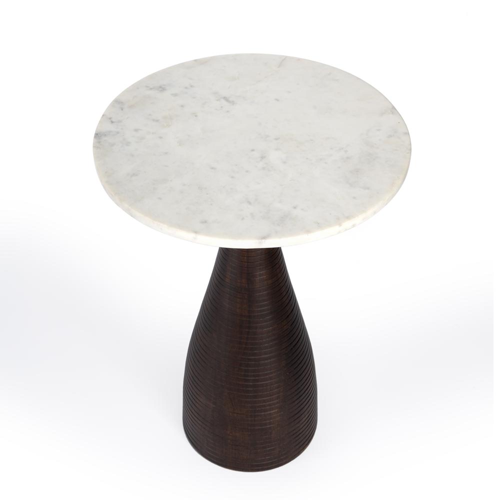 Julia Marble Pedestal Side Table, Dark Brown