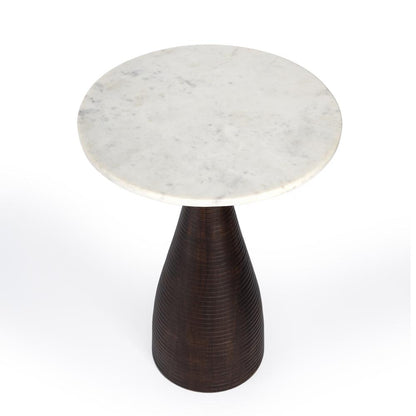 Julia Marble Pedestal Side Table, Dark Brown