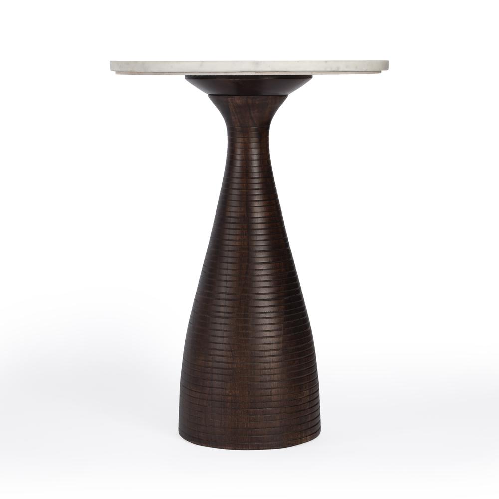 Julia Marble Pedestal Side Table, Dark Brown
