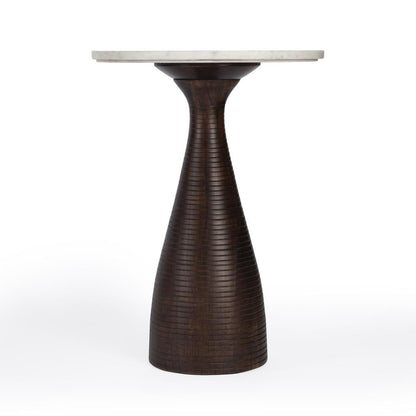 Julia Marble Pedestal Side Table, Dark Brown