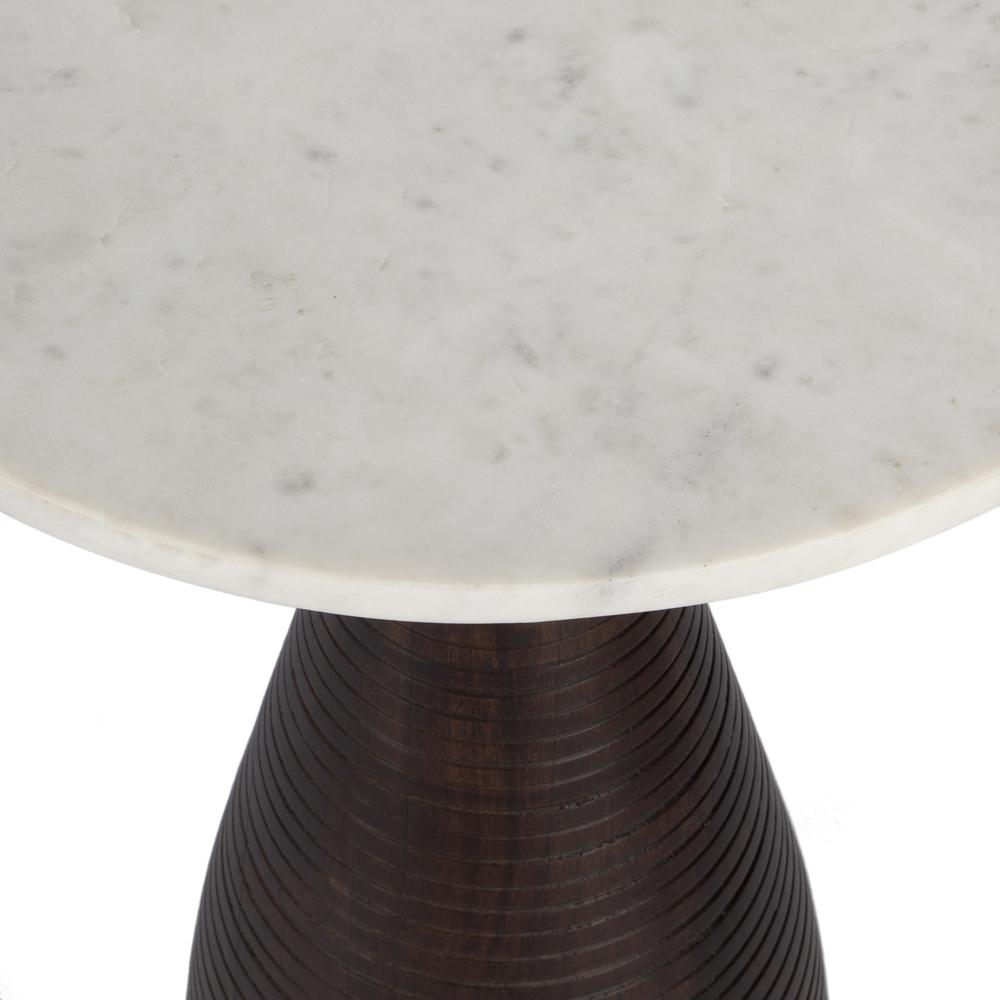 Julia Marble Pedestal Side Table, Dark Brown
