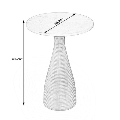 Julia Marble Pedestal Side Table, Dark Brown