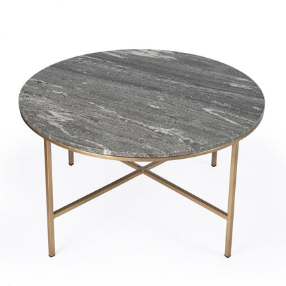 Grafton Marble Round Coffee Table, Gold, Gray